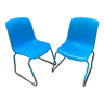Duo of vintage children's chairs kindergarten Grofilex blue