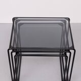 Black Metal frame Nesting tables German 1970s