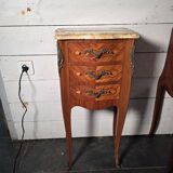Louis XV style curved bedside table in marquetry