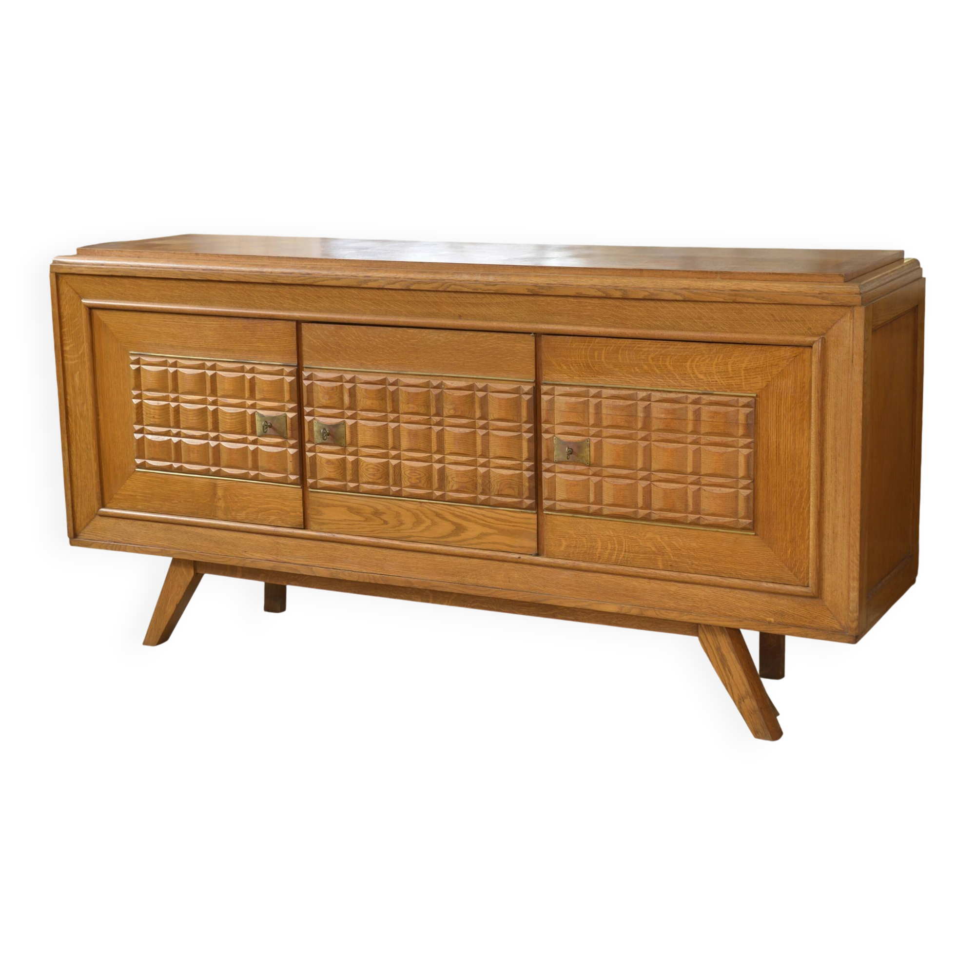 Buffet brutaliste en chêne 1960