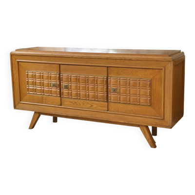 Buffet brutaliste en chêne 1960