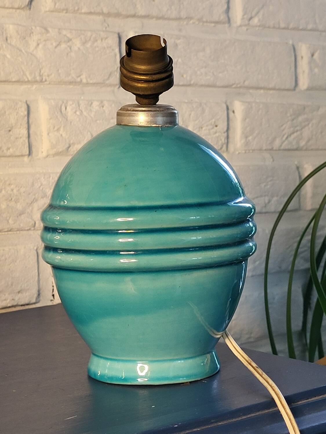 Pied de lampe boule turquoise