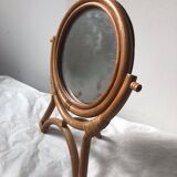 Vintage rattan mirror on stand 27x34cm