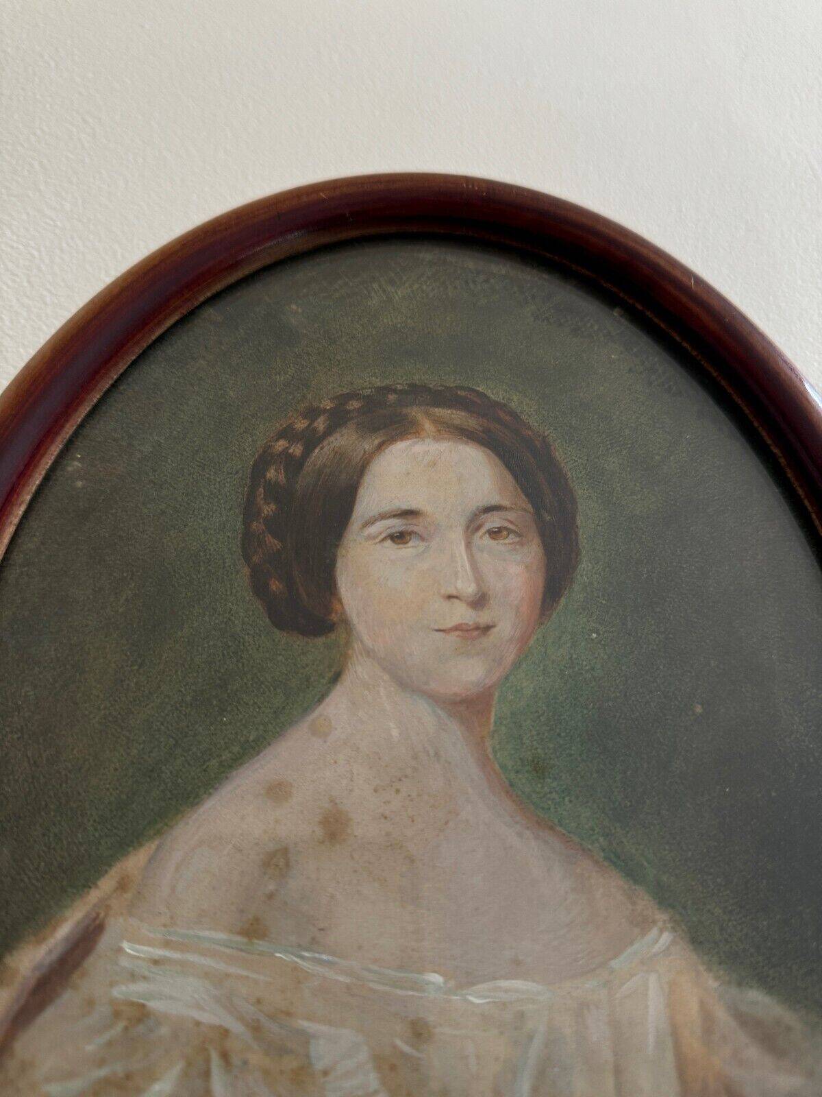 Watercolor on paper, early 20th century, portrait of a woman from the early 19th century