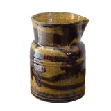 Cruche ancienne en céramique française de Dieulefit, à glace brune