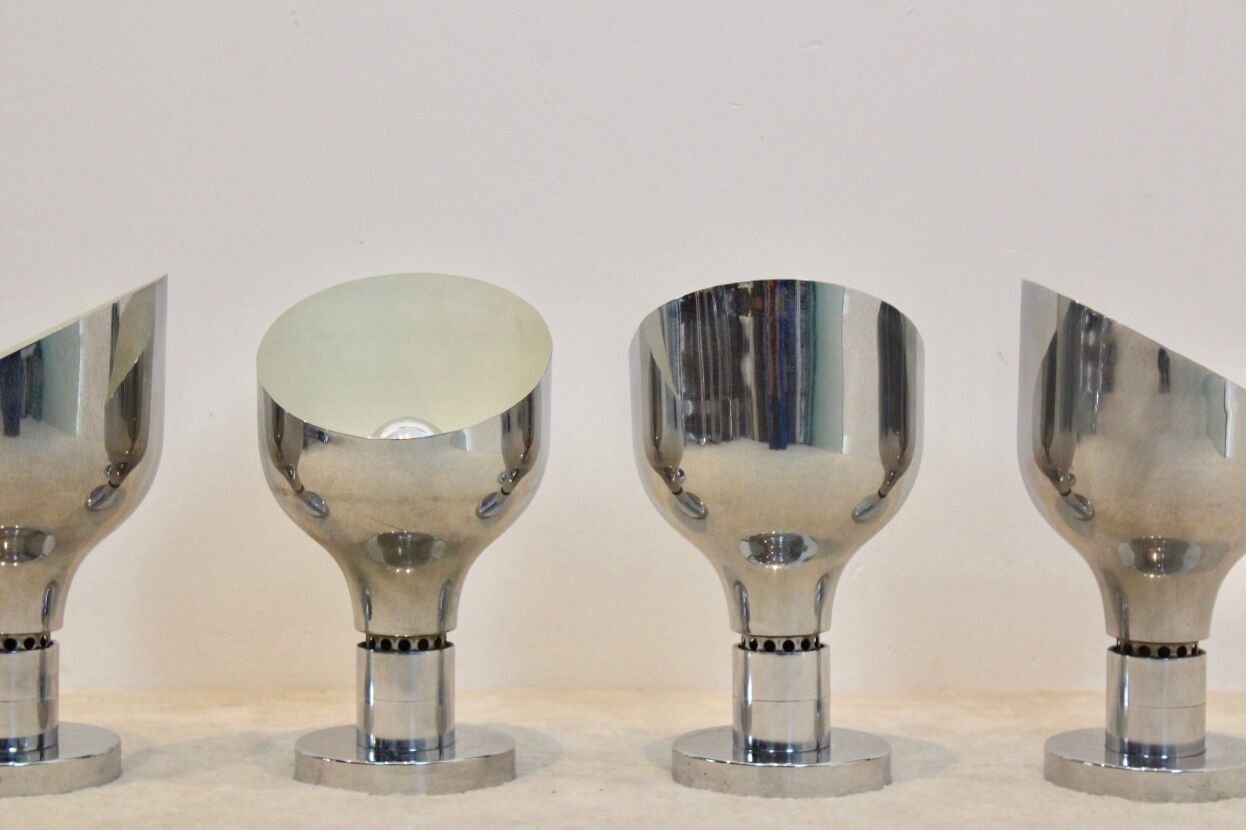 Sophisticated Franco Albini, Franca Helg and Antonio Piva chromed AM/AS series ceiling spotlight, Italy 1950s