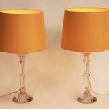 Mouth-blown designer lamp set with cream lampshades by Ingo Maurer, 1960