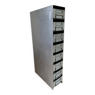 Metal workshop cabinet for tools and screws 8 vintage drawers