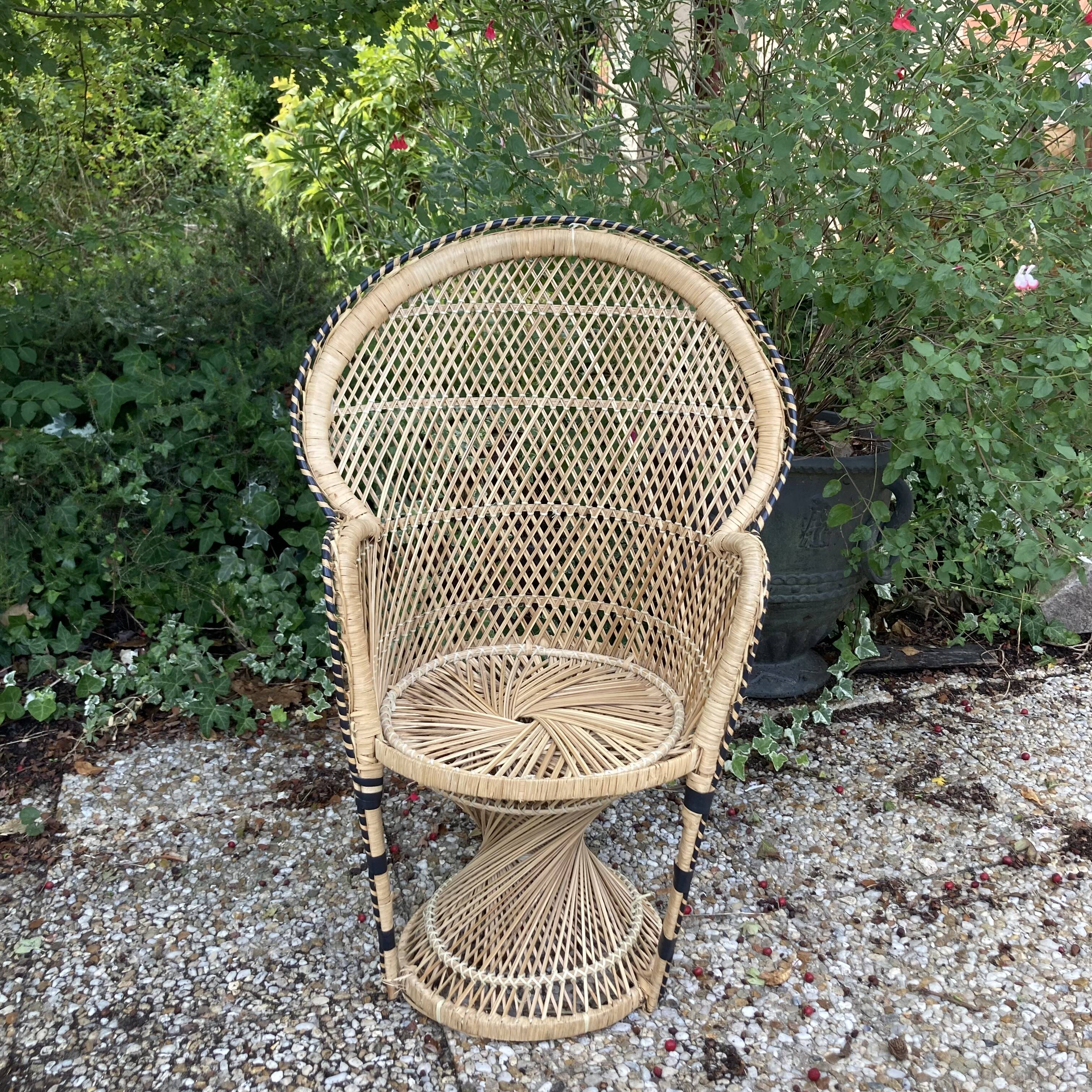 Set of 3 vintage rattan armchairs
