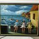Tableau ancien mer enfants signé vintage