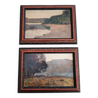 Paire de peintures - paysages