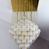 Venini mid century italian flushmount murano glass bubbles and brass chandelier