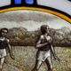 Art Deco Stained Glass Panel Depicting Runners in Motion, Belgium ca. 1910