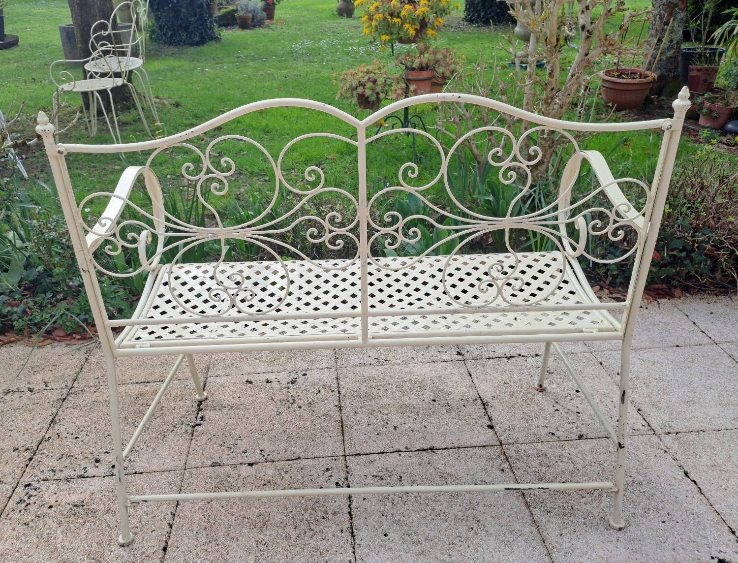 Wrought iron garden bench