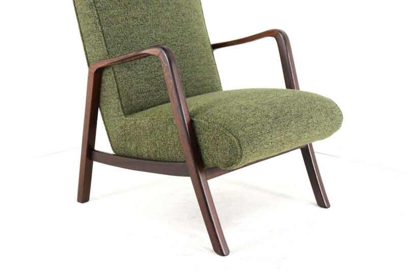 Knicos Armchair in Wengé with Green Upholstery | very rare dutch design