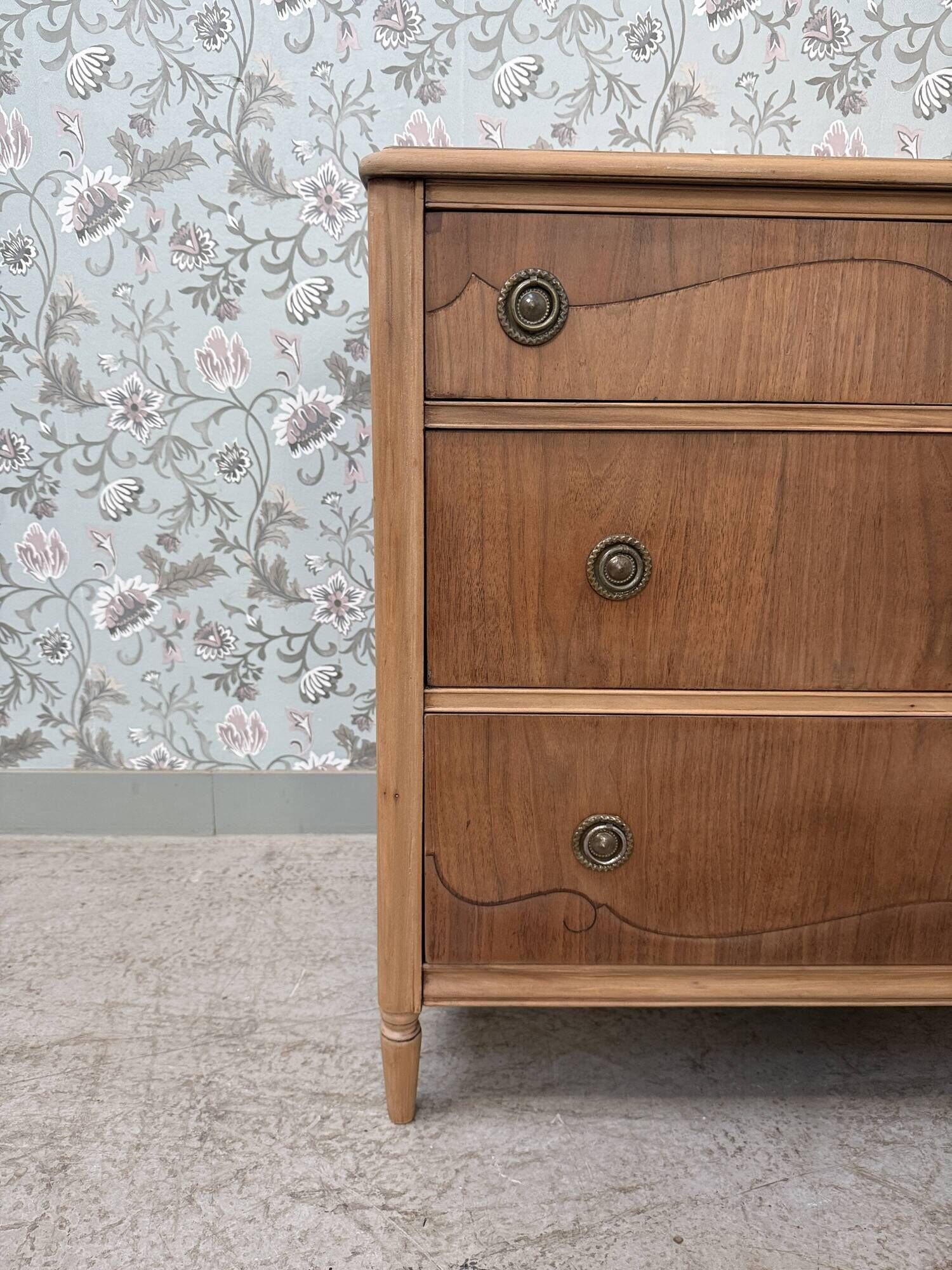Large Art Deco chest of drawers in mahogany and ash (renovated)