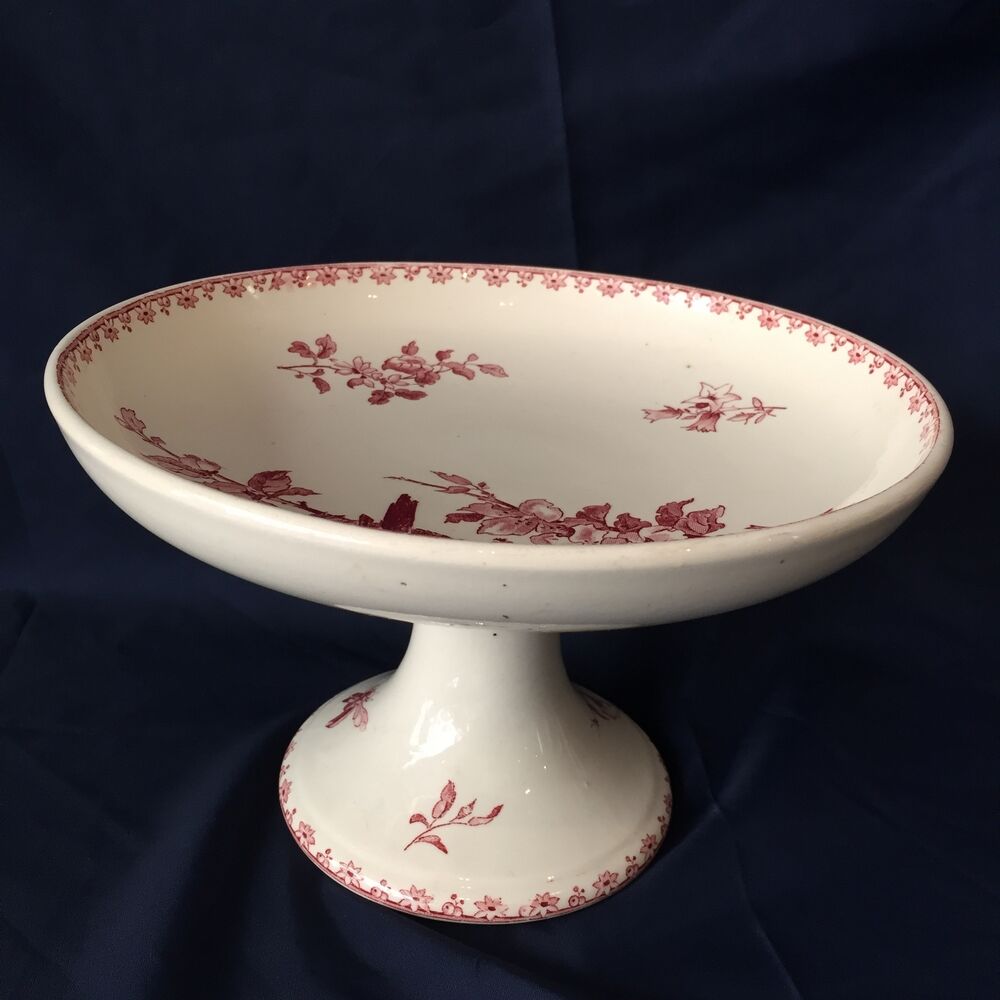 Earthenware fruit cup of Sarreguemines Favori model birds and flowers