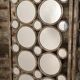 Screen 3 panels of round mirrors frame metalized iron aged
