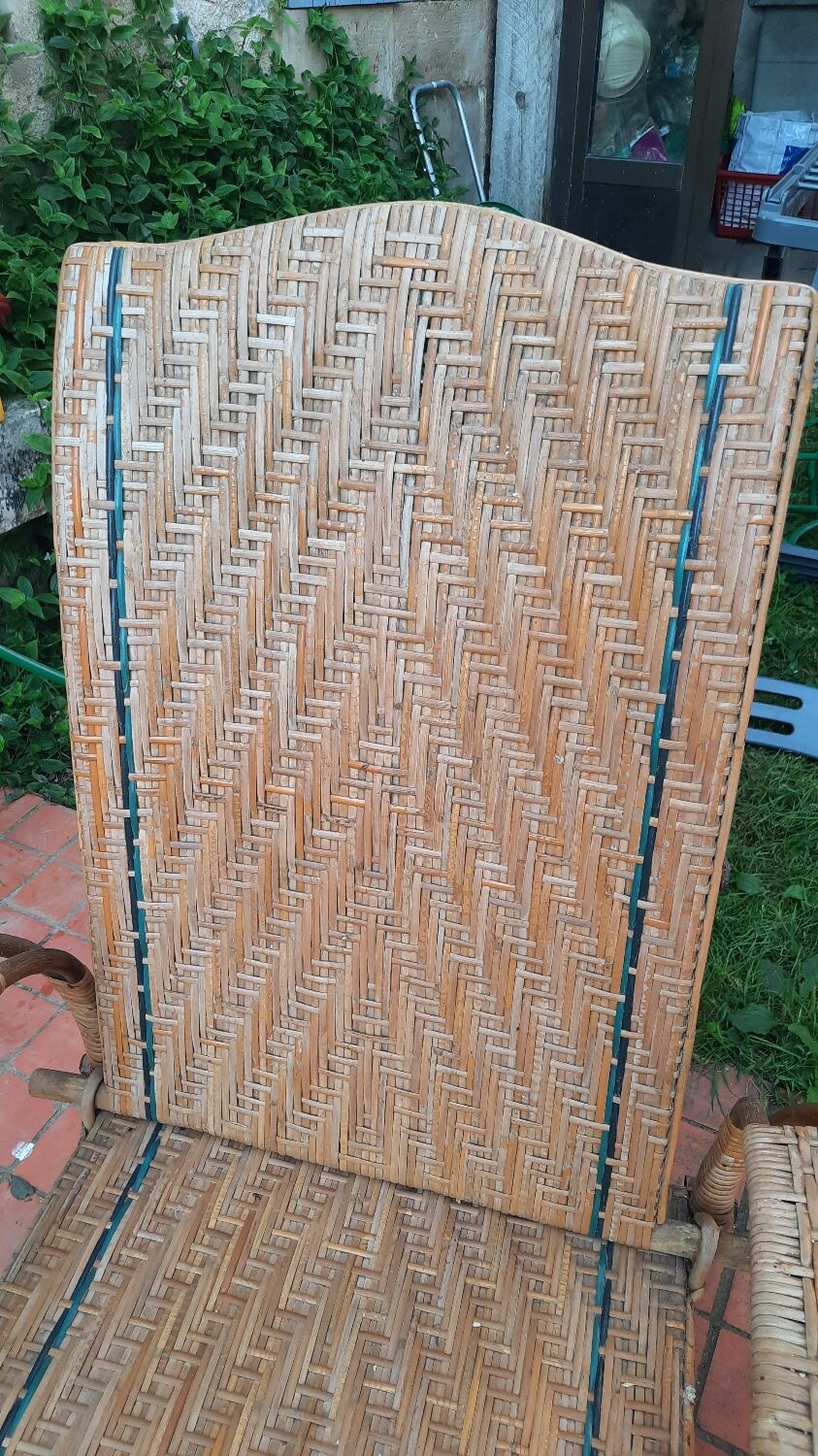 Chaise longue rotin vintage