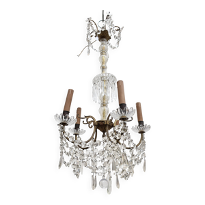 lustre bronze à pampilles - cristal