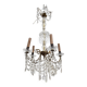 Bronze chandelier with crystal pendants circa 1950, 5 lights, H = 81 cm