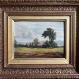 Painting hsp james emery (1819-1899) countryside england fudbury cornard