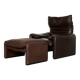 Leather Maralunga Lounge Chair and Ottoman by Vico Magistretti for Cassina