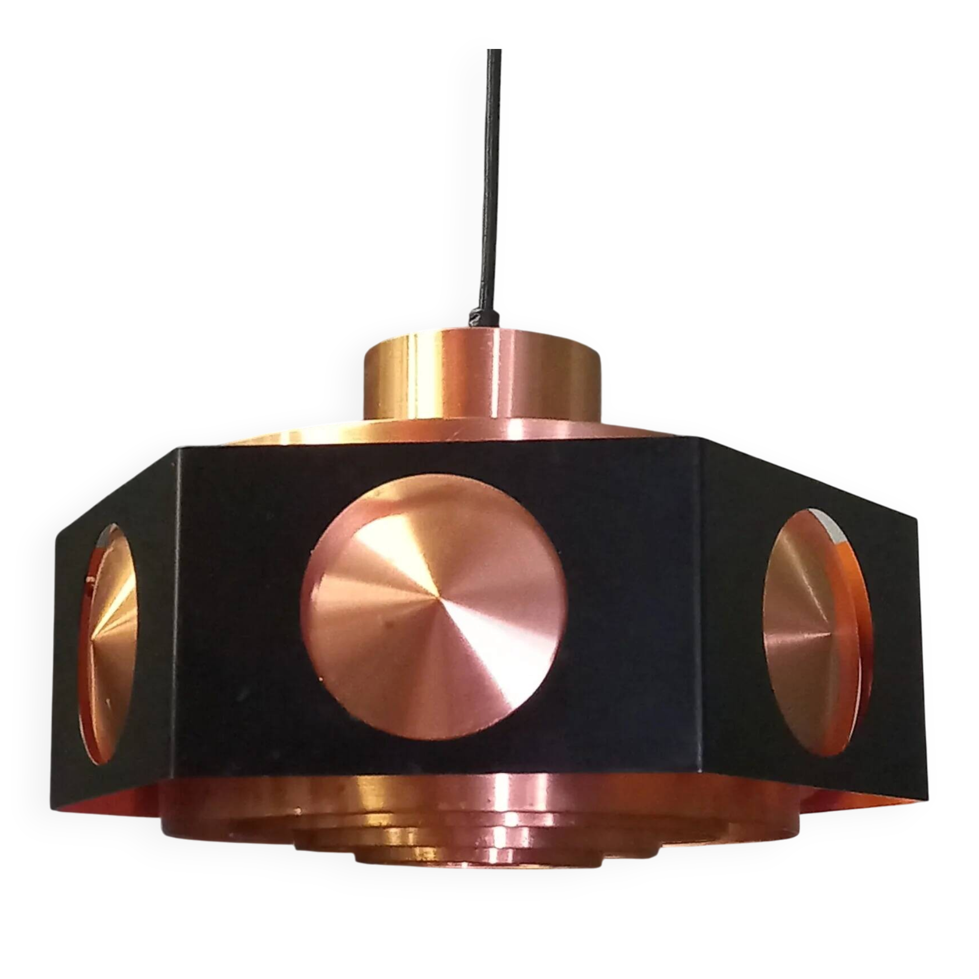 Vintage Space Age copper ceiling lamp by Birger Hammerstad
