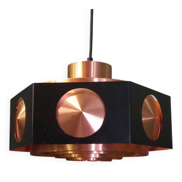 Lampe de plafond en cuivre de l'ère spatiale vintage par Birger Hammerstad