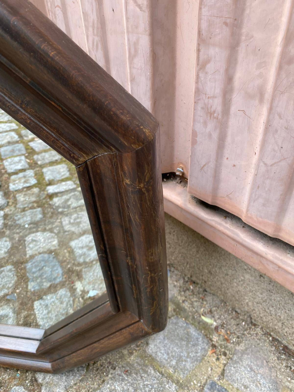 Vintage octagonal mirror in solid wood from the 70s, 63x63cm.