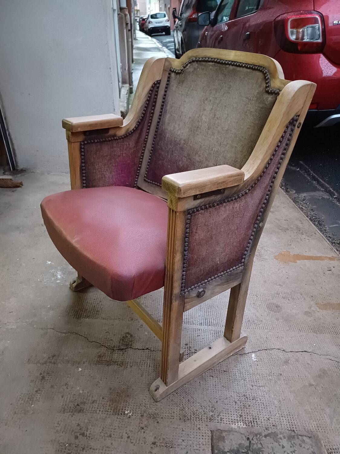 Theater armchair late 19th, early 20th in its original condition.