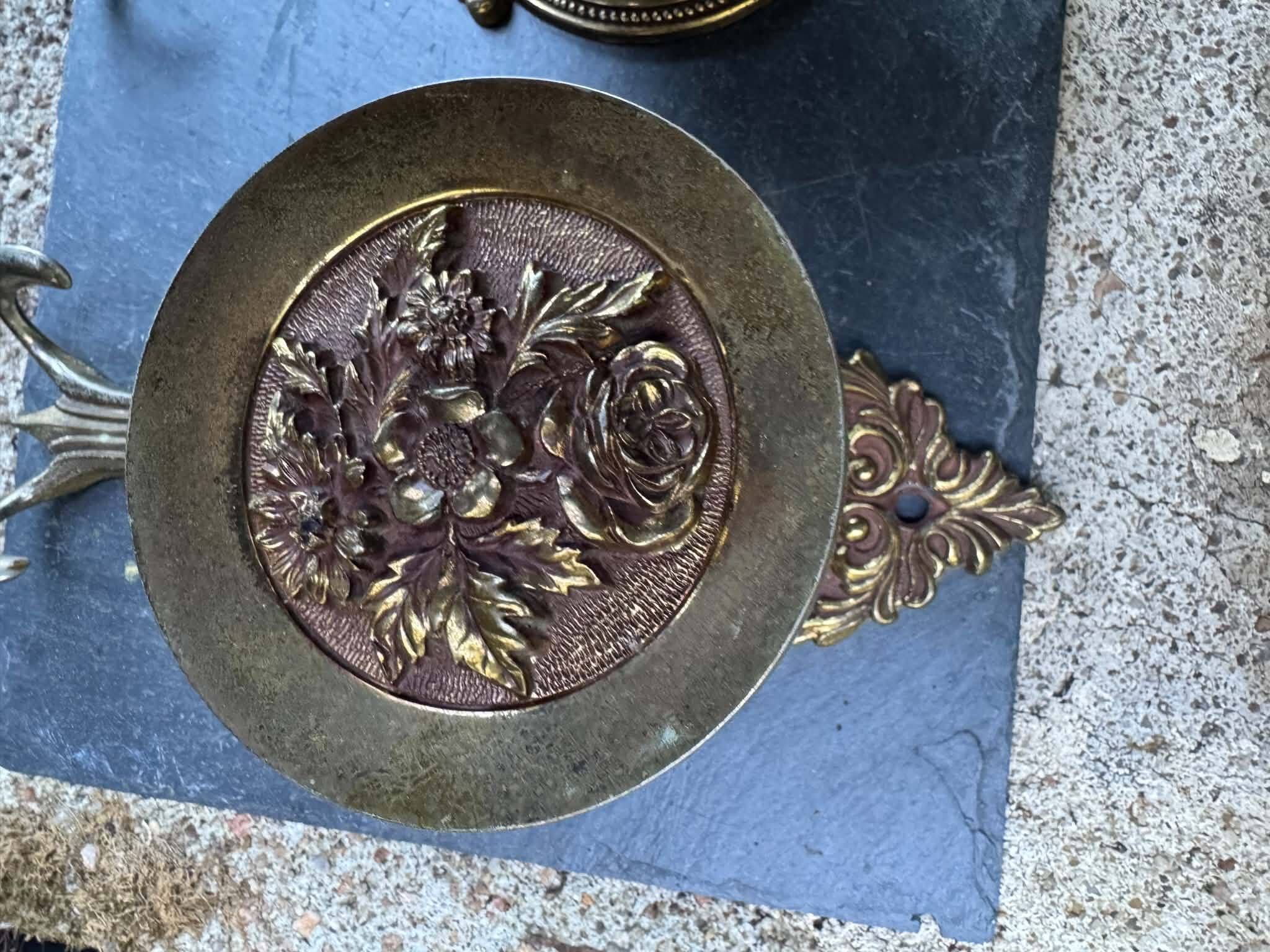 Pair of large solid brass coat hooks vintage Italy