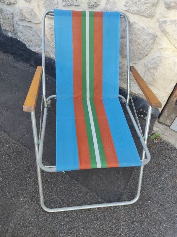 Chaise pliante de camping rétro vintage 1970
