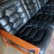 Danish 4-seater sofa with leather upholstery 244 cm, 1960s