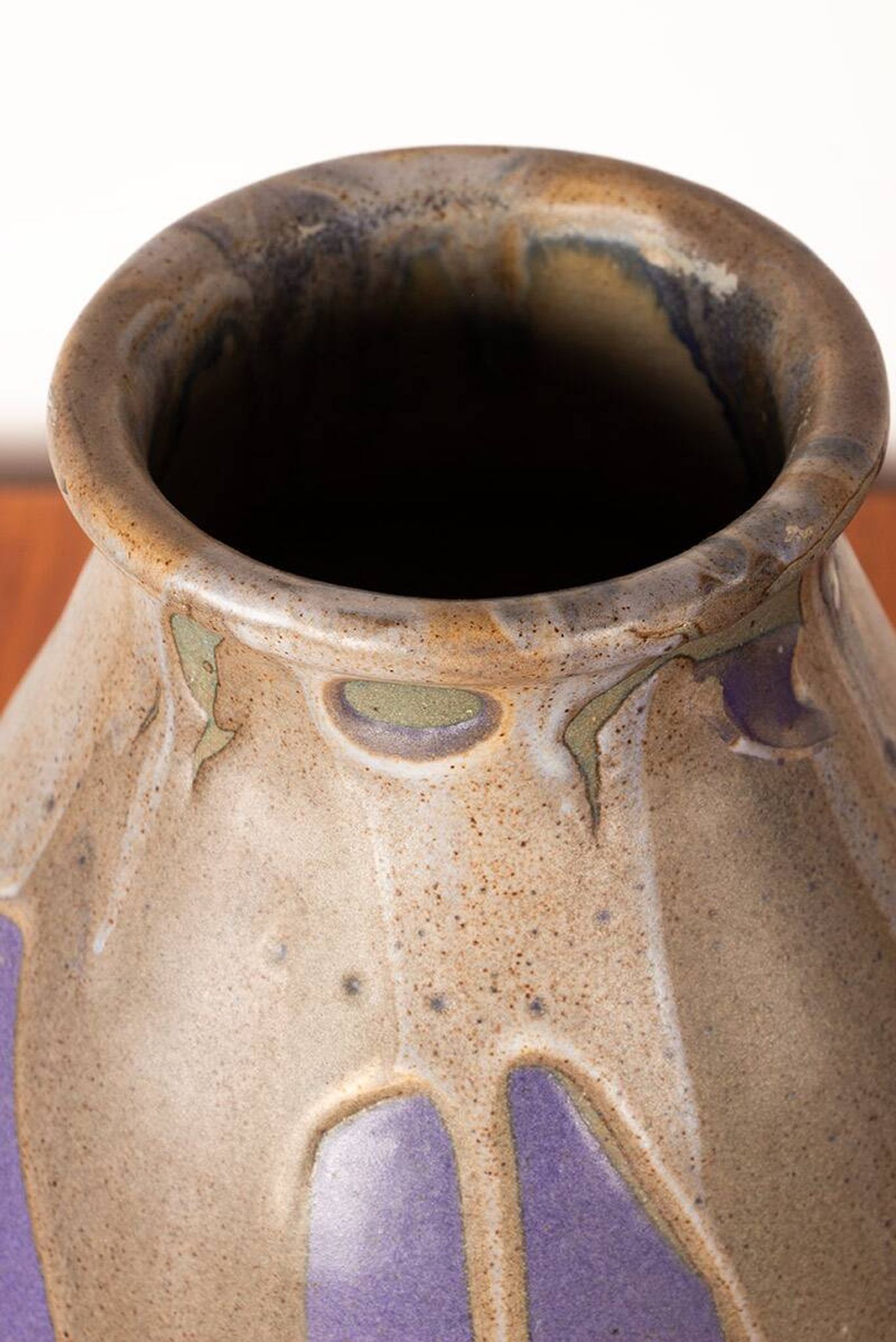 Large Art Deco glazed ceramic vase, by Léon Pointu, Puisaye stoneware.