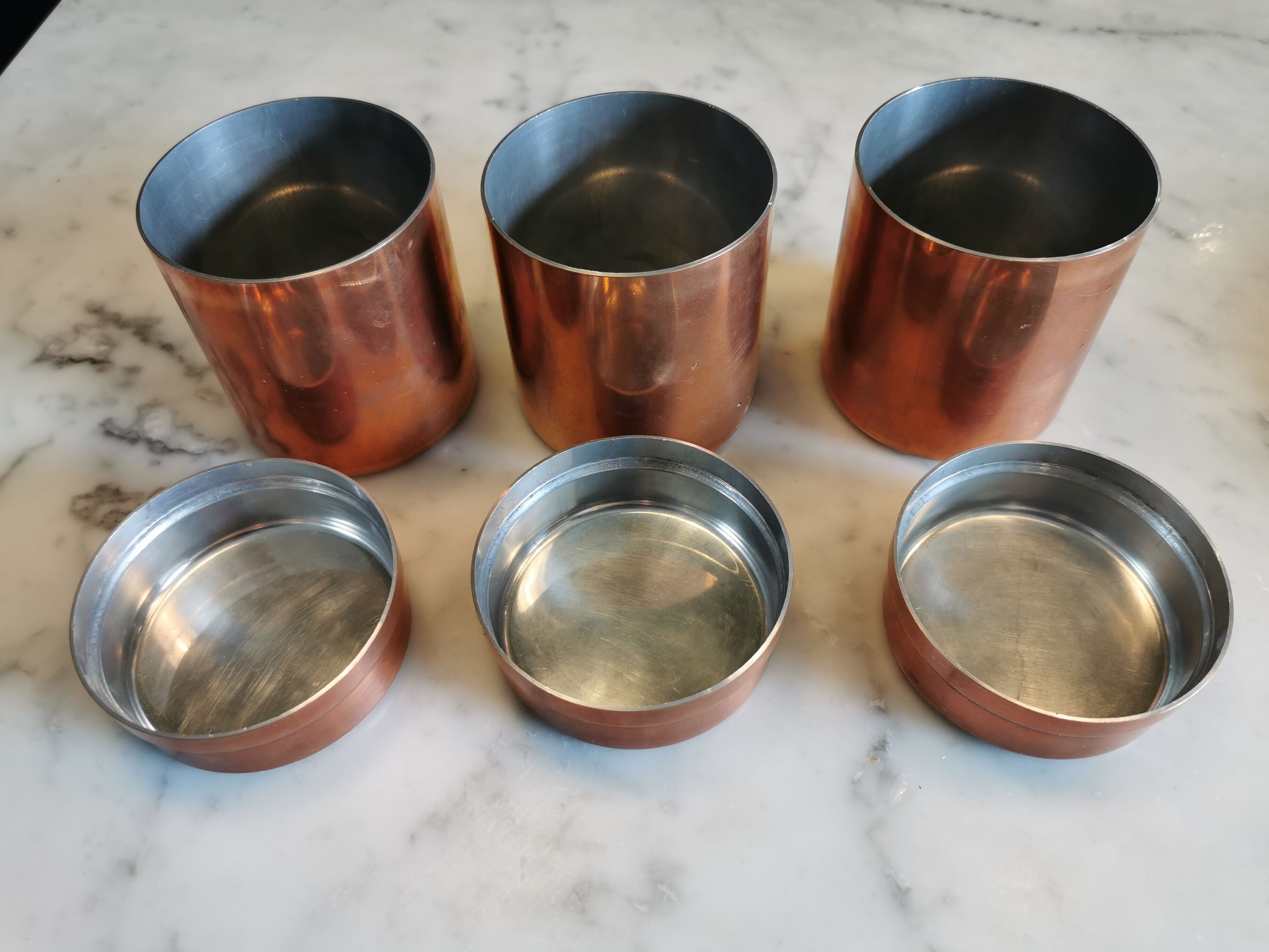 Lot of 3 Vintage copper spice jars