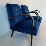 Pair of Blue Italian Art Deco Armchairs, 1930s