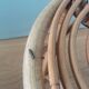 Wicker stool, spiral seat, bohemian style
