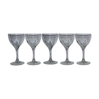 Suite of 5 old feet - water glasses glasses / wine
