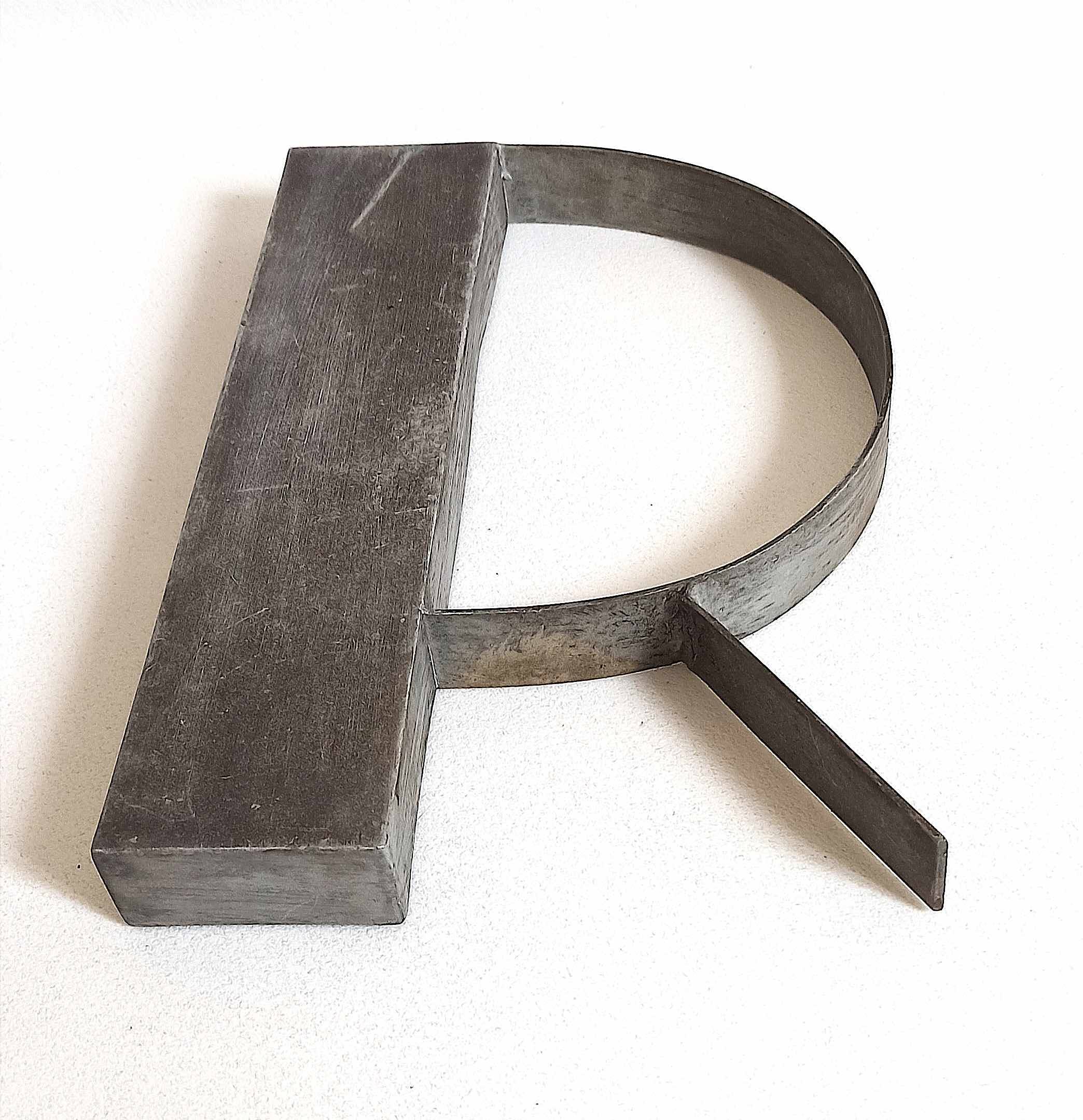 Metal letter R 1930s Height 25 cm