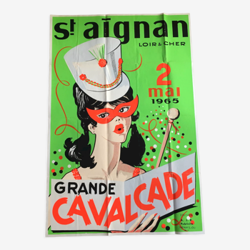 Affiche originale sérigraphiée Saint Aignan - Grande Cavalcade 1965
