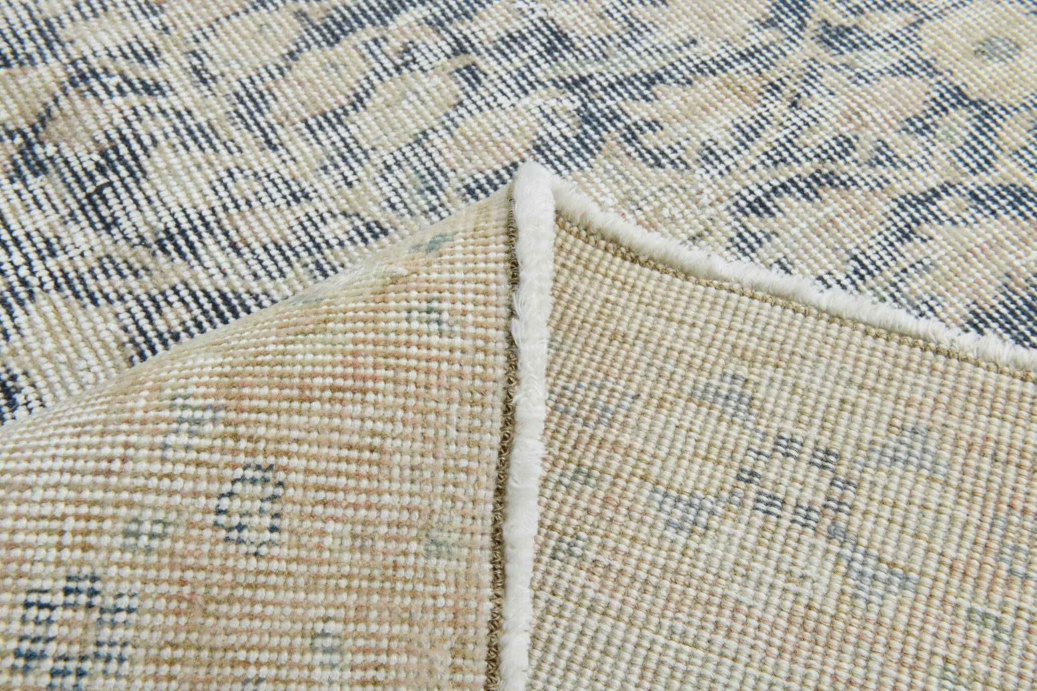 5x8 Navy Blue Beige Vintage Persian Rug, 144x259Cm SK 21485