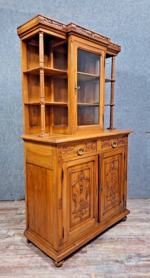 charming and characterful antique walnut two-body buffet.