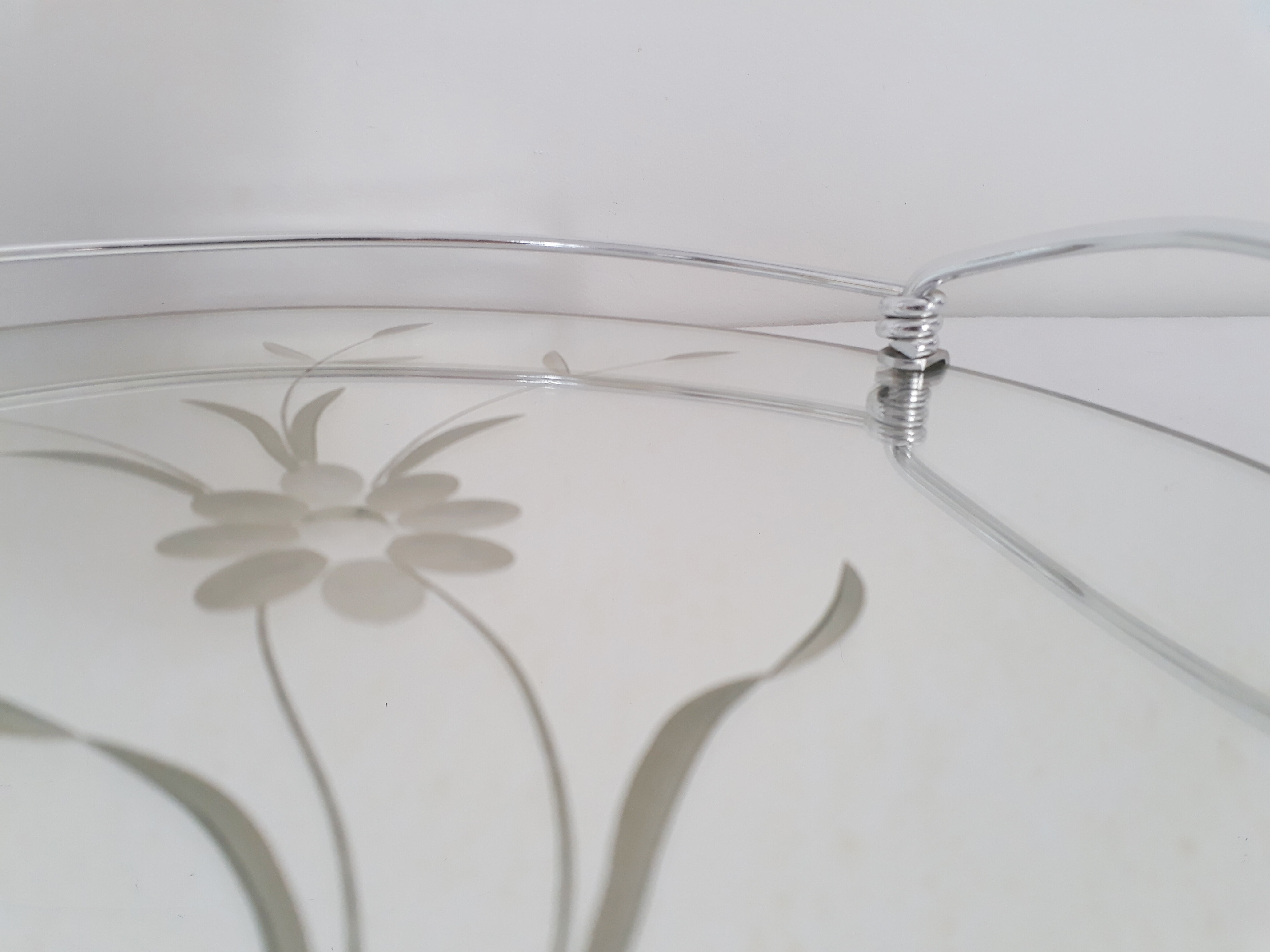 Plateau miroir vintage art déco gravure florale