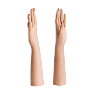 Wooden glove display mannequin hands, 1930s, set of 2.