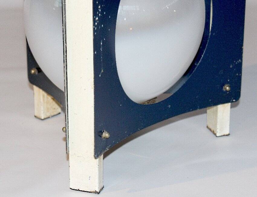 Lampadaire Vintage en Métal Bleu et Blanc, Italie