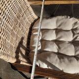 White wicker armchair
