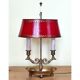 bronze and brass 2-bulb bouillotte lamp, red desk lamp