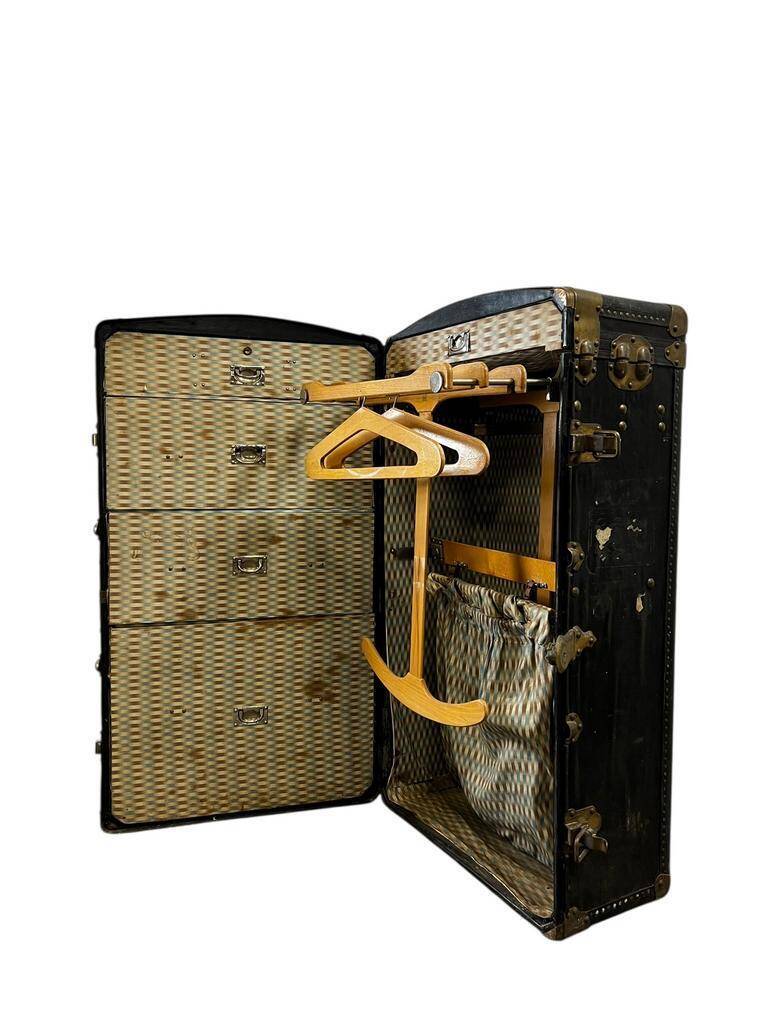 Antique XL Clothes Trunk / Paris Travel Hall Trunk