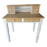 Bureau à tiroirs patiné blanc